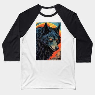 Comic Style Wolf Baseball T-Shirt